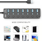 USB 3.0 Hub, PANPEO 7-Port USB Data Hub Splitter - Image 7