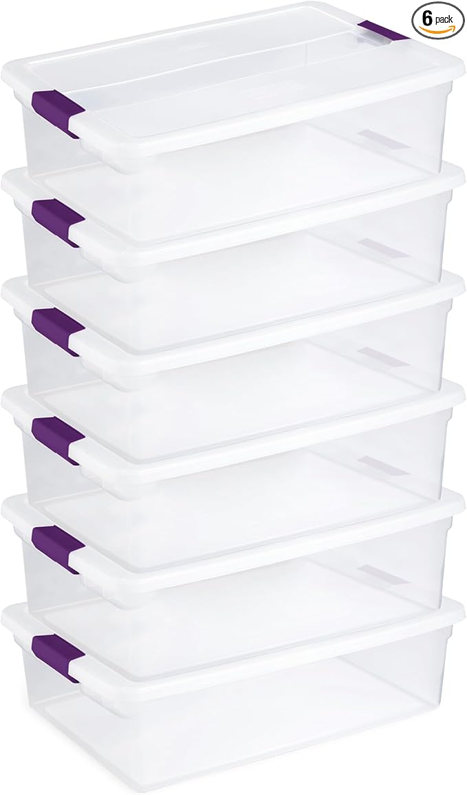 Sterilite 6-Pack 32 Quart ClearView Latch Box, Stackable Organizer Bins by Sterilite