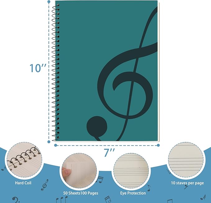 DOMMI Blank Sheet Music Composition Notebook 2 Packs, Manuscript Staff Paper - Image 2