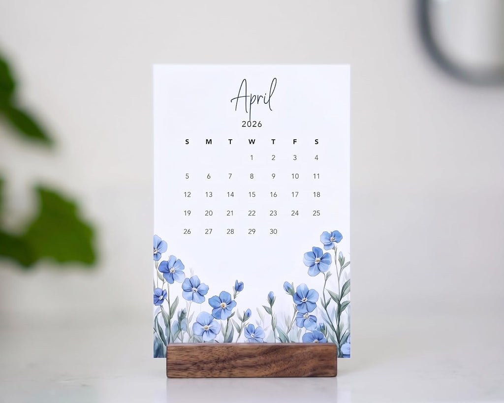 (2 Pack) Wood Calendar Stands - Desk Calendar Base - Wooden Block - Monthly Desk Card Refill Holder - Office Home Gift Decor (Black Walnut Wood)