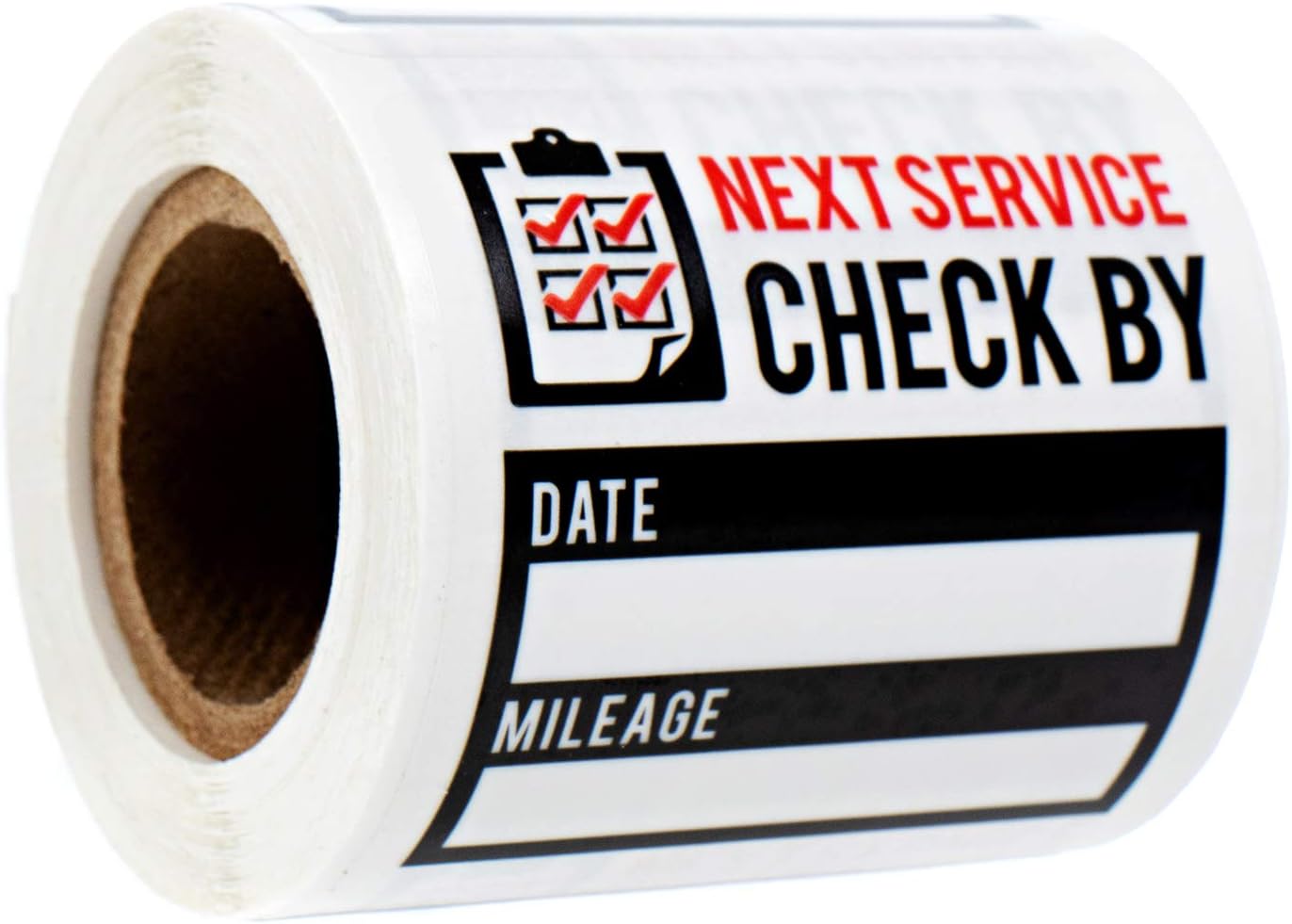 Oil Change Reminder Stickers - 100 Black, Red, Clear Next Service Check by Removable Labels - 2" x 2" Square Automotive Due Window Sticker