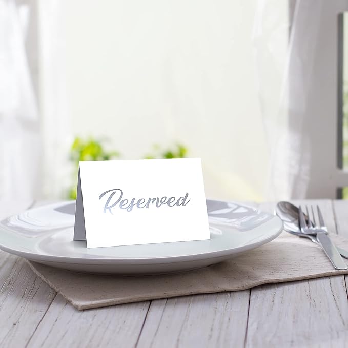 10 Pack Silver Reserved Table Signs - Image 3