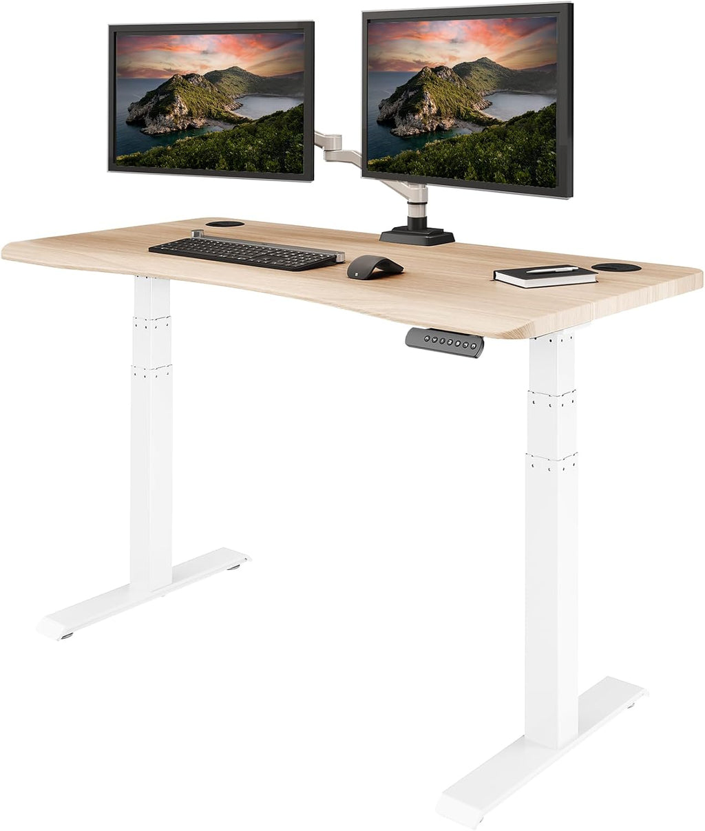 Vari Ergo Electric Standing Desk – 54x26 – Light Wood/White