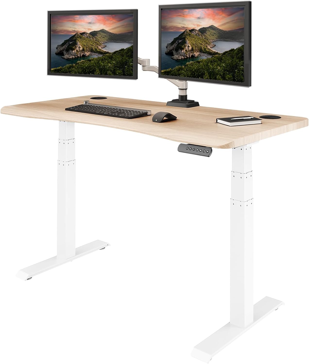 Vari Ergo Electric Standing Desk – 54x26 – Light Wood/White