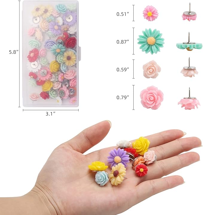 Flower Decorative Push Pins 50Pcs - Image 4