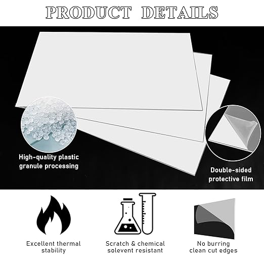 Roowest 4 Pcs 12 x 16 Inch, 1/8 Inch Thick White Acrylic Sheets Plastic Panels - Image 7