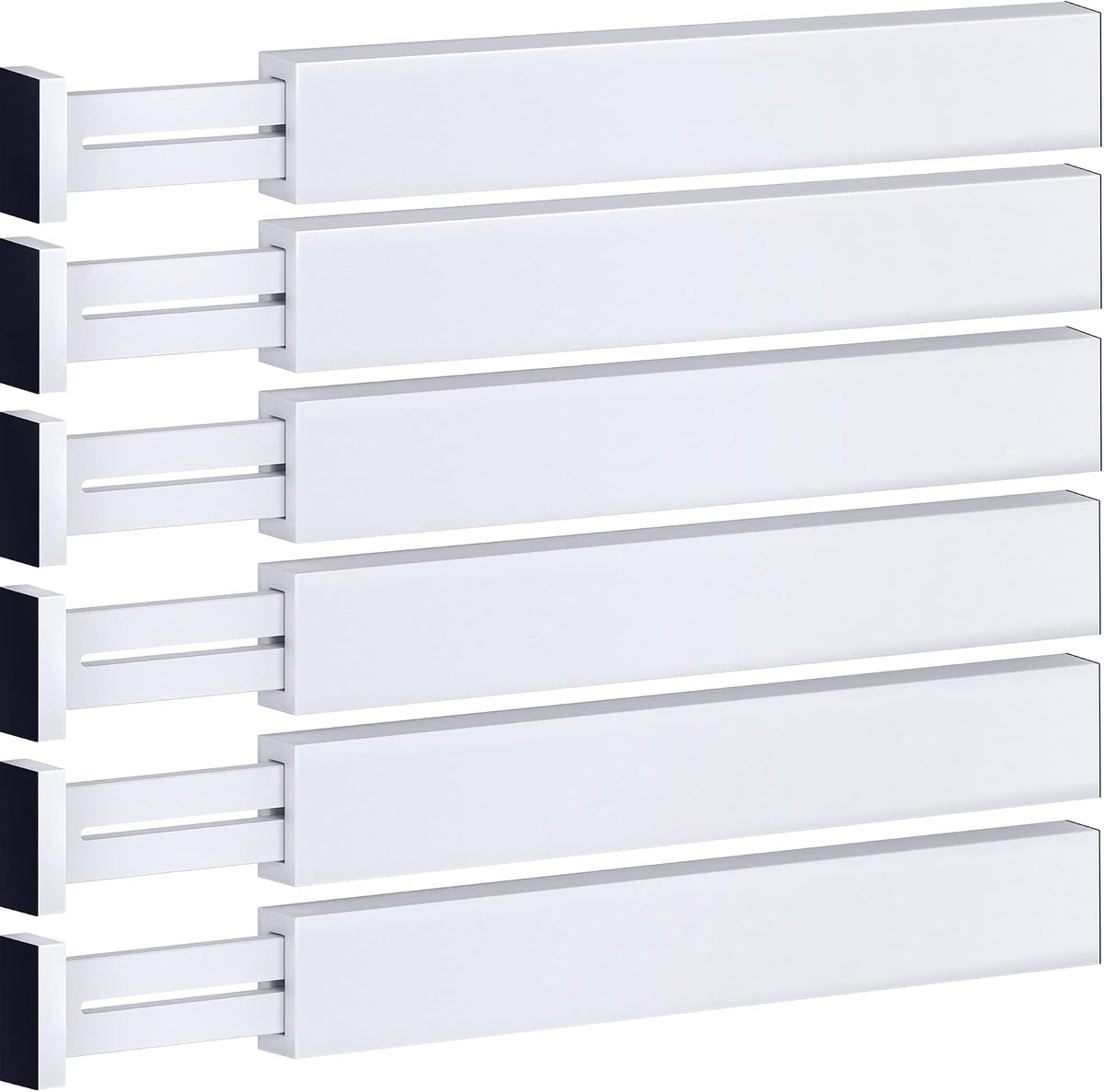 6-Pack Drawer Dividers 2.6-Inch High Dresser Organizer 16 to 22 Inch, White
