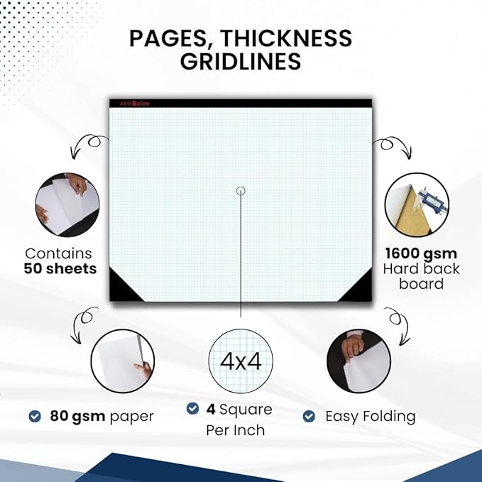 AUKSales TOP Sturdy Graph Desk Pad, 1/4 Quad Grid, 50 Sheets Per Pad, 80 GSM - Image 4