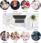 QIYI White Mouse Pad, Cute Marble Large Desk Mat, PU Leather Desk Protector - Image 7