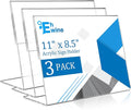 EHWINE 3 Pack 8.5 x 11 Acrylic Sign Holder Horizontal, Slanted Back Paper by EHWINE