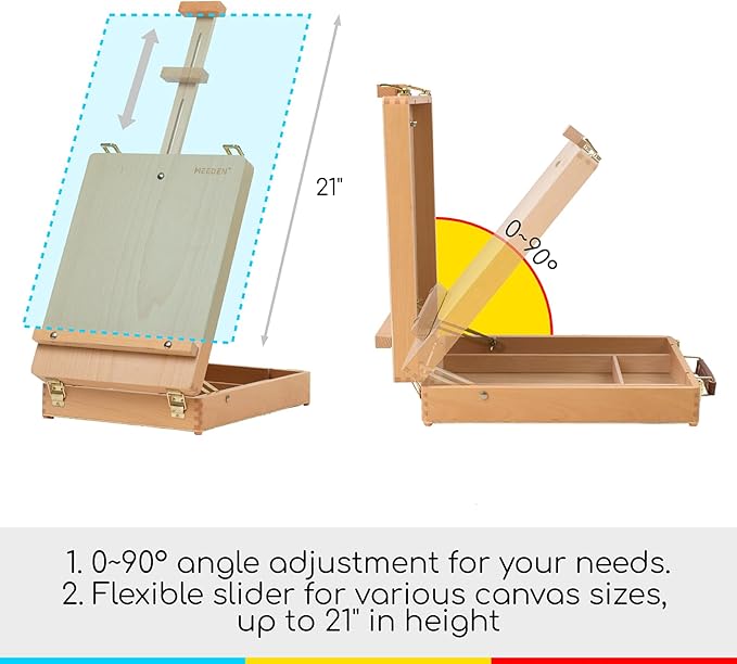 MEEDEN Tabletop Art Sketchbox Easel : Solid Beechwood Table Easels - Image 4