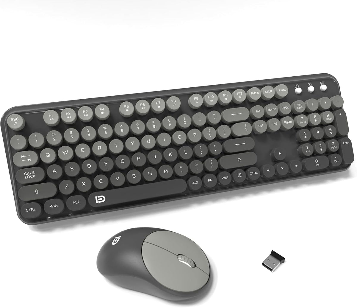 FOPETT Wireless Keyboard and Mouse Combo - Cute Colorful Mouse and Keyboard 2...