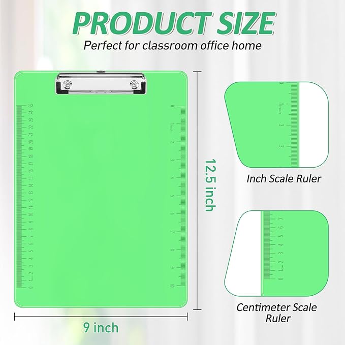 Plastic Clipboards, PANDRI 10 Pack Clear Colored Clipboards, Low Profile Clip - Image 2