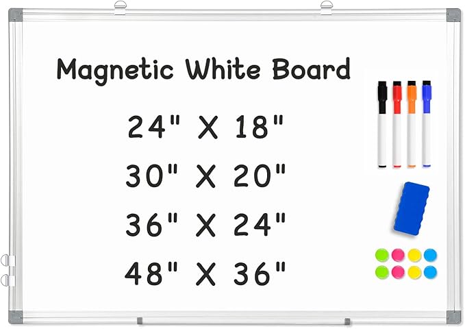 AMUSIGHT Double-Sided Magnetic Whiteboard, Aluminum Frame White Board by AMUSIGHT