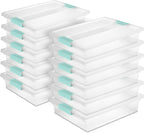 Sterilite 12-Pack Clip Box, Stackable Clear Plastic Bins