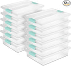 Sterilite 12-Pack Clip Box, Stackable Clear Plastic Bins by Sterilite