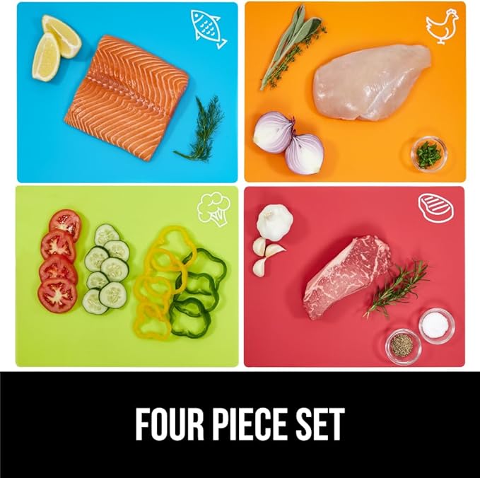 GORILLA GRIP 100% BPA-Free Flexible Cutting Board Set of 4, Durable Plastic Mats - Image 3