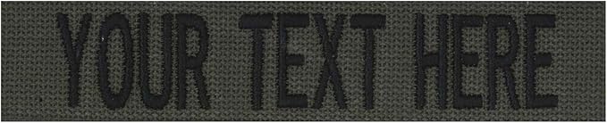 Custom Uniform Name Tapes Solid Colors. Olive Drab Webbing, 4 Inch Hook Fastener by NORTHERNSAFARI