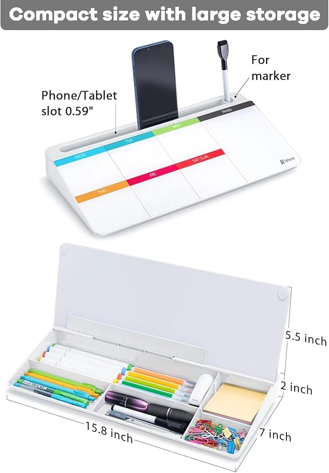 Varhomax Glass Weekly Dry Erase Desk White Board, Desktop to Do List Planner - Image 5