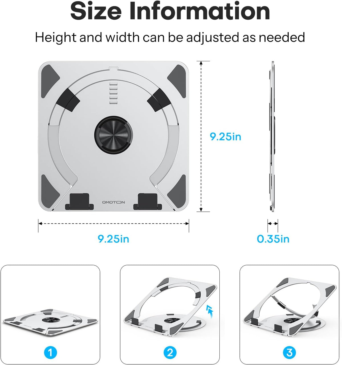 OMOTON Portable Laptop Stand for Desk, Ergonomic Computer Stand with 360° Rot...