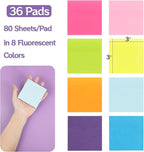 HappyHapi 36-Pads Sticky Notes 3X3 in, 80 Sheets/Pad, 8 Bright Color Self-Stick - Image 2