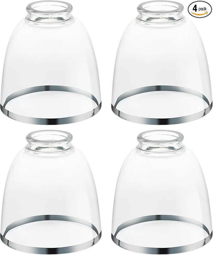 Eidonta 4 Pack Clear Glass Shade Replacements, Bell Shaped Glass Shade Covers by Eidonta