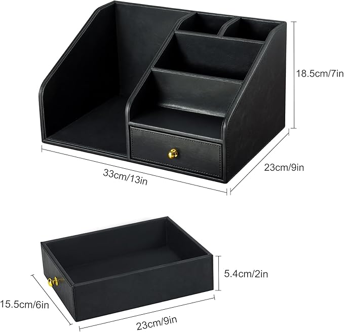 KINGFOM PU Leather Desk Organizer, Pen Pencil Holder/Book Mail Organizer Holder - Image 2