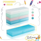 Fainne 24 Pcs Plastic Pencil Case Bulk Pencil Boxes Plastic Stationery Case - Image 2