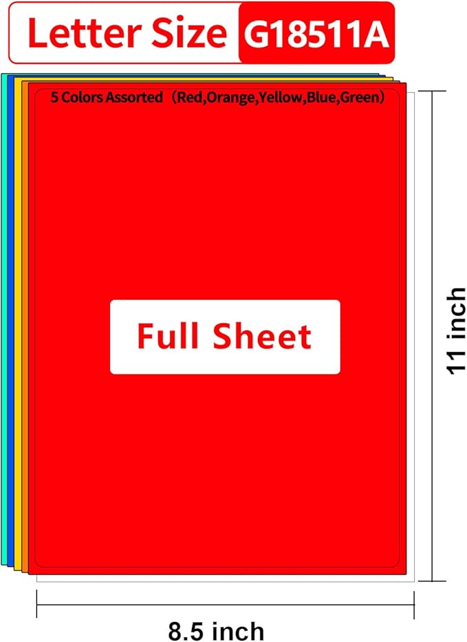 Gemsroyal Colored Full Sheet Shipping Labels Printable, 8.5"×11" Full Page - Image 2