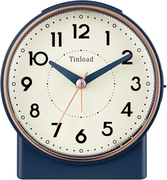 Tinload 4.3" Retro Analog Alarm Clock, Vintage Decor, No Ticking Silent by Tinload