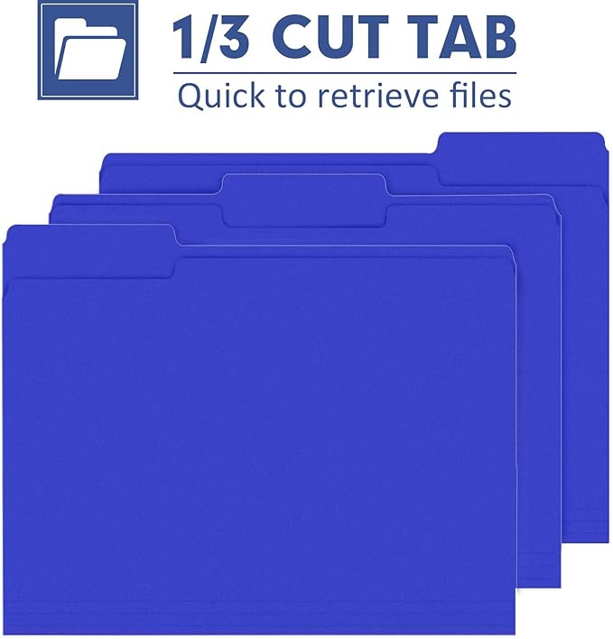 File Folder, PANDRI 120 Pack File Folder, 1/3 Cut Tab, Letter Size, Filing - Image 3