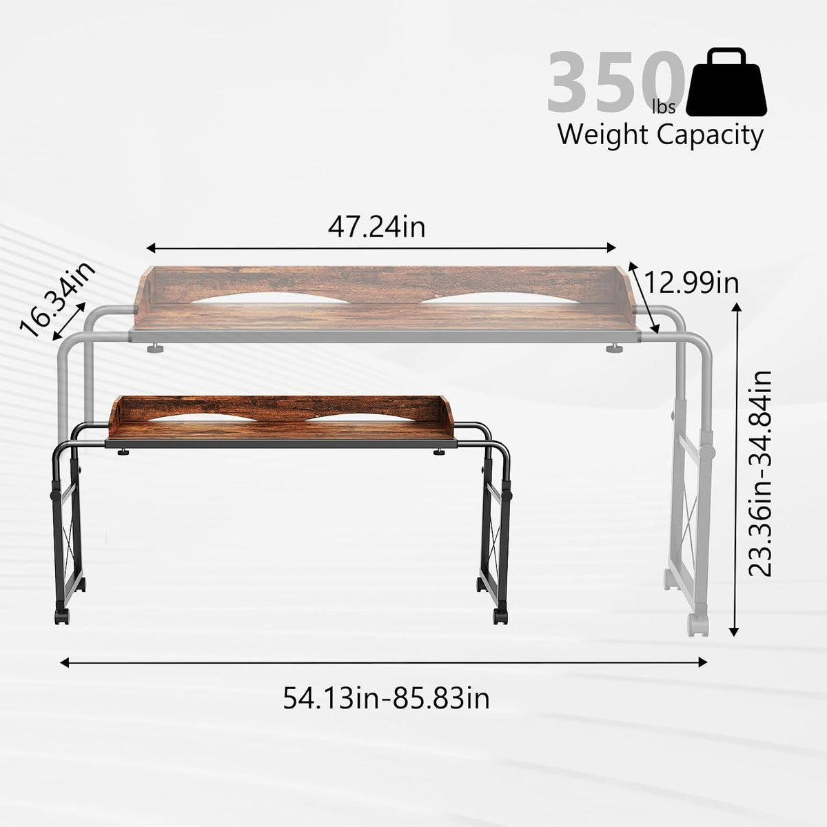 BYMECOST Laptop Desk for Bed, Adjustable Height & Length Laptop Bed Table
