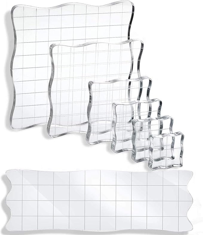 UCEC 7 Pieces Acrylic Stamp Block Assorted Sizes Clear Acrylic Mounting Blocks by UCEC
