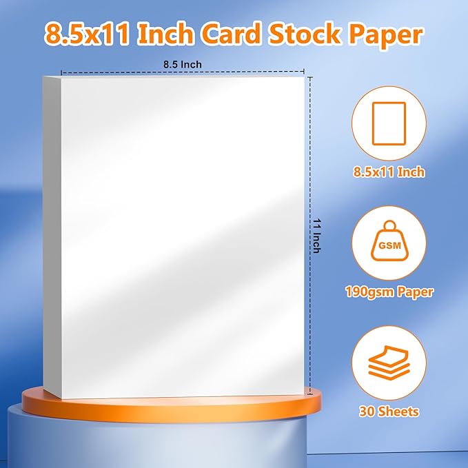 30 Sheets of Cardstock 8.5 x 11, Heavyweight Cover Cardstock Printer Paper 8.5 - Image 2