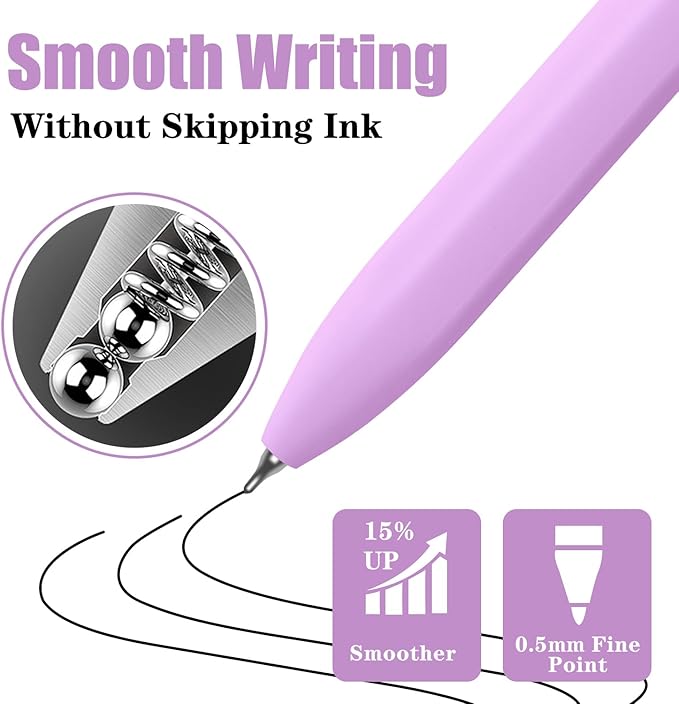 Piochoo Gel Pens, Quick Dry Black Gel Ink Pens Fine TIp, No Smudge, Smooth - Image 4