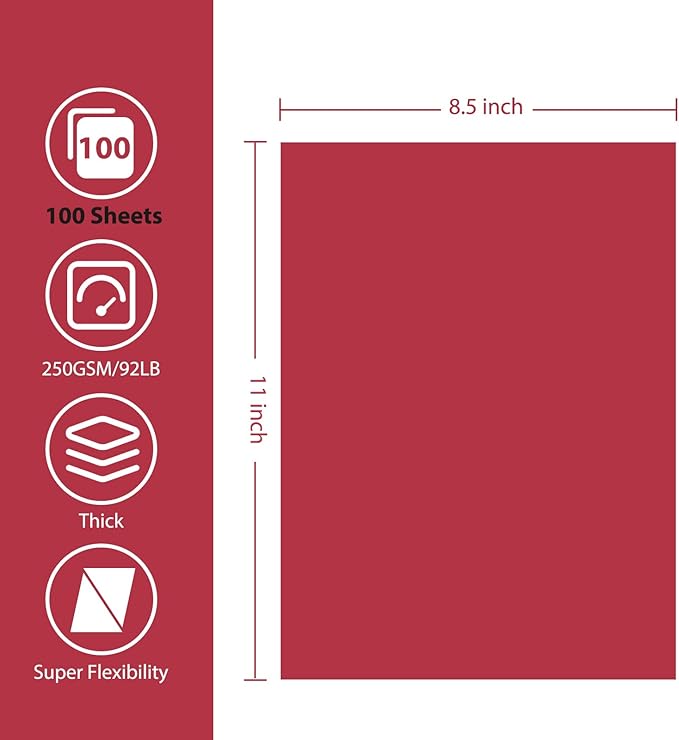 OcePor 100 Sheets Valentine's Day Red Cardstock Paper, Colored Printer Paper - Image 2