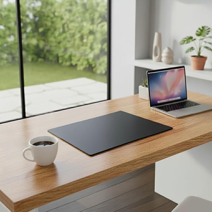 Dacasso 24" x 19" Black Leatherette Luxury Desk Pad Blotter w/Out Side Rails - Image 3