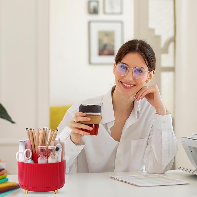 SKYDUE 360 Degree Rotating Desk Organizer, Dual-Purpose Pencil Pen Holder - Image 6