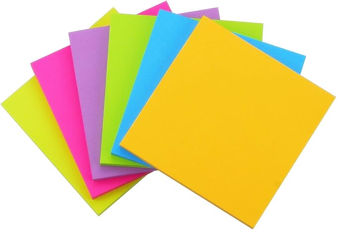Early Buy Sticky Notes 6 Bright Color 6 Pads Self-Stick Notes 4 in x 4 in by EarlyBuy
