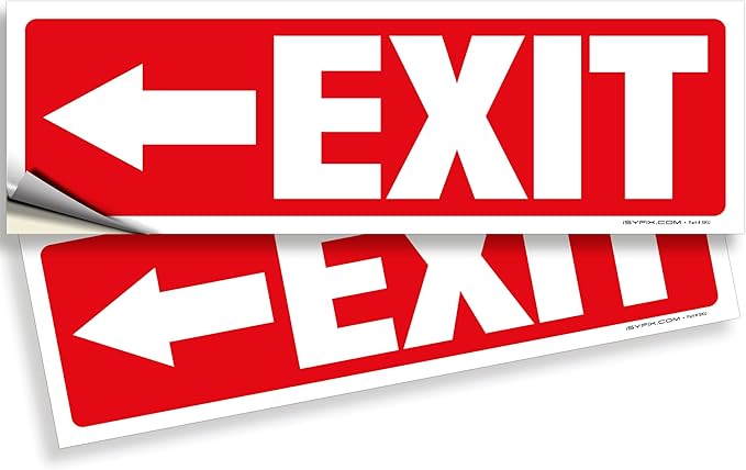 iSYFIX Exit Signs Stickers 2 Pack 12x4 Inch by iSYFIXPREMIUMSIGNS