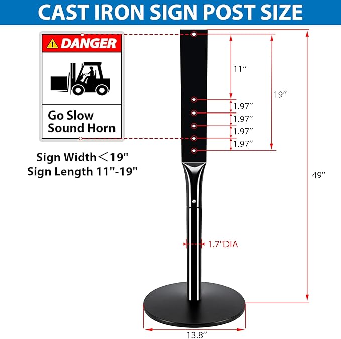 VAIIGO 2Pack Heavy Duty Parking Sign Post - Image 4
