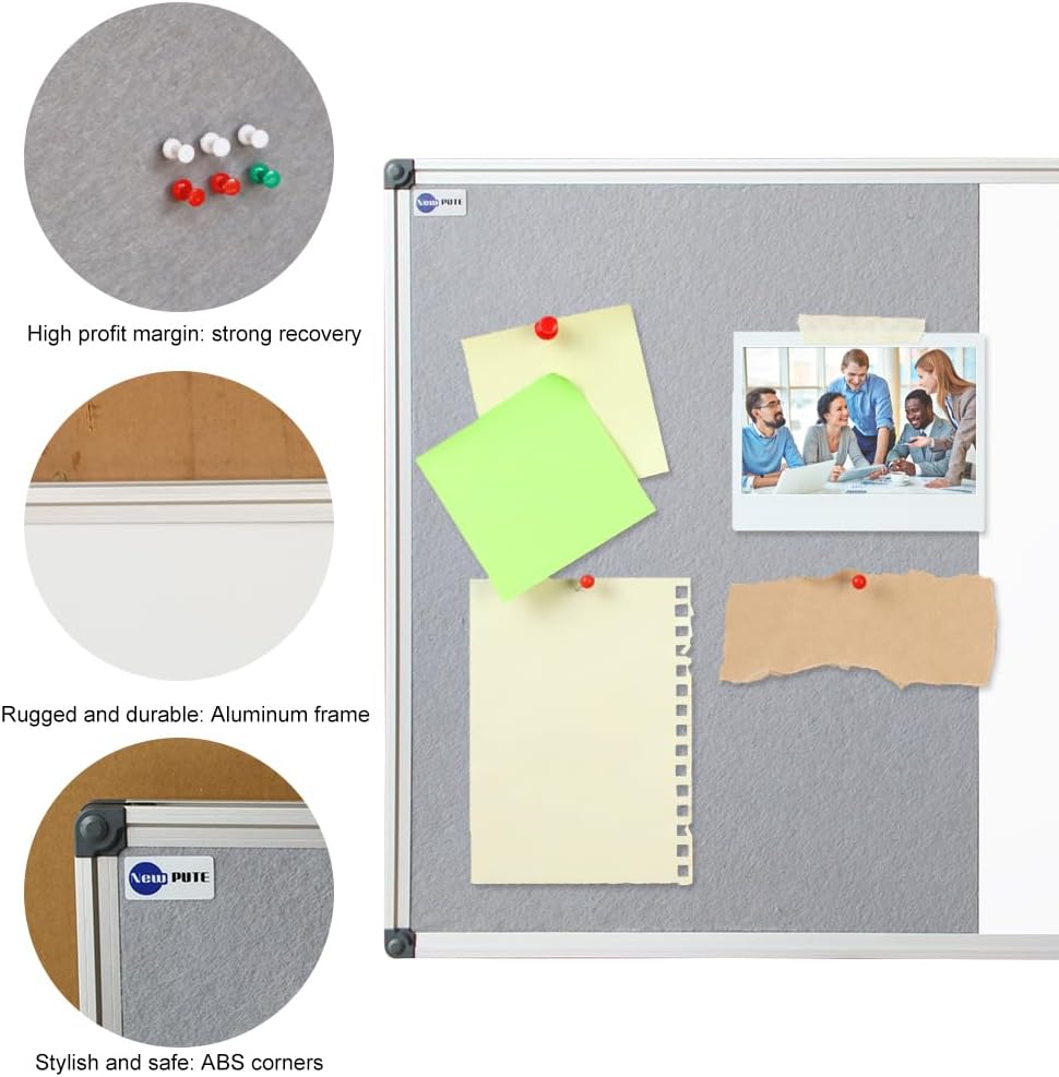 White Board and Cork Board Combo - 24 x 18 Inches Large Dry Erase Whiteboard ...
