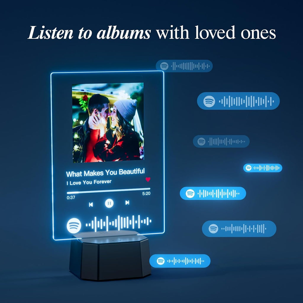 ALBK Custom Spotify Song Plaque that can Play Music - Personalized Music Plaque Gift for Anniversary, Valentine’s Day, Acrylic Custom Lyric Plaque for Boyfriend Girlfriend Couples