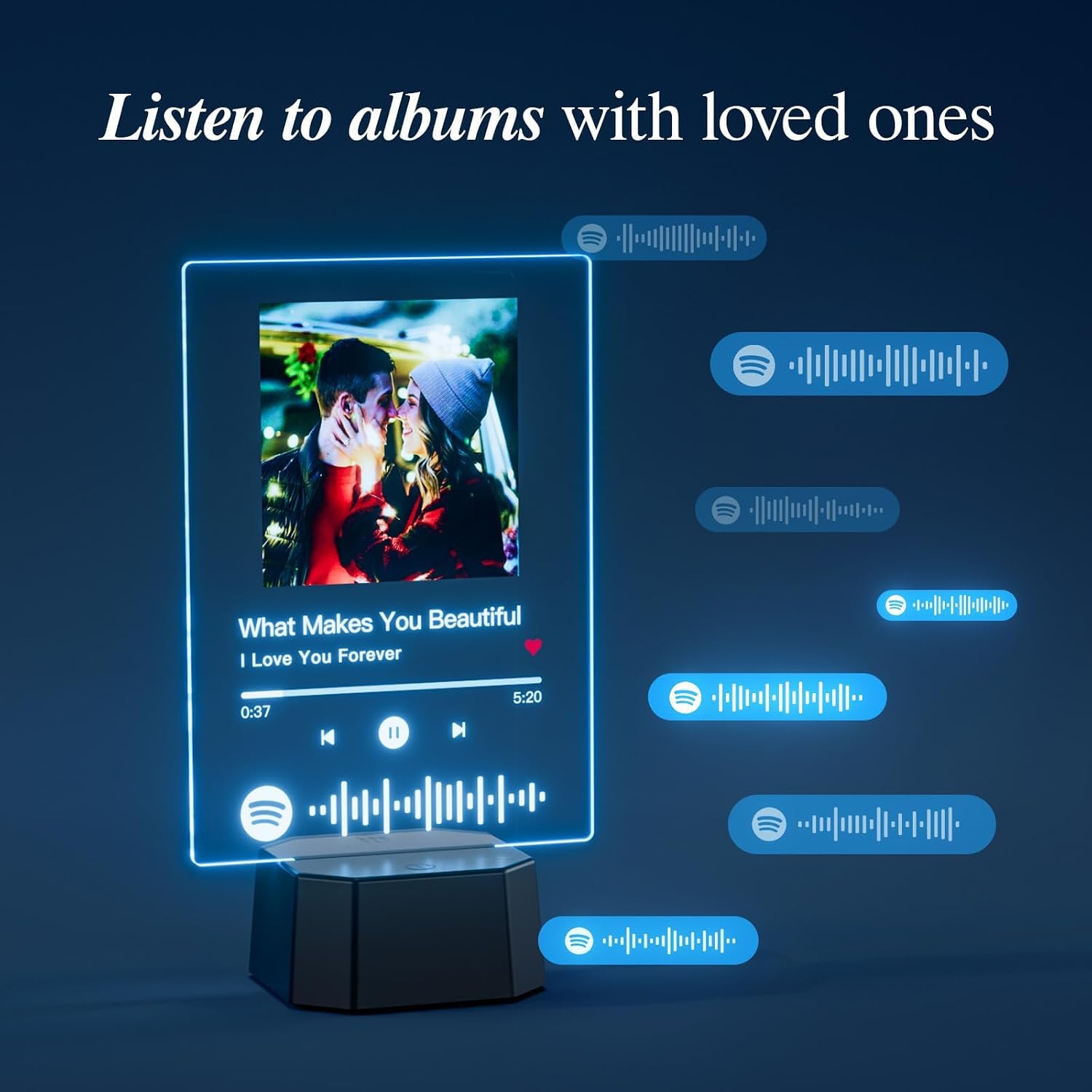 ALBK Custom Spotify Song Plaque that can Play Music - Personalized Music Plaque Gift for Anniversary, Valentine’s Day, Acrylic Custom Lyric Plaque for Boyfriend Girlfriend Couples