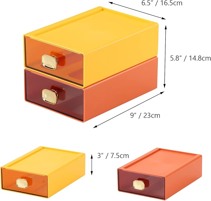 Spacious Desk Drawers, Stackable Desktop Organizer, Plastic Storage Box - Image 3