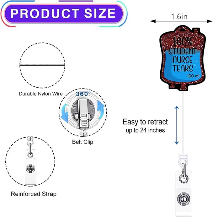 2pc Tears Nurse Badge Reel, Funny Cute Work Badge Holder - Image 3
