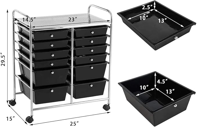 Giantex 12 Drawer Rolling Storage Cart Tools Scrapbook Paper Office School - Image 3