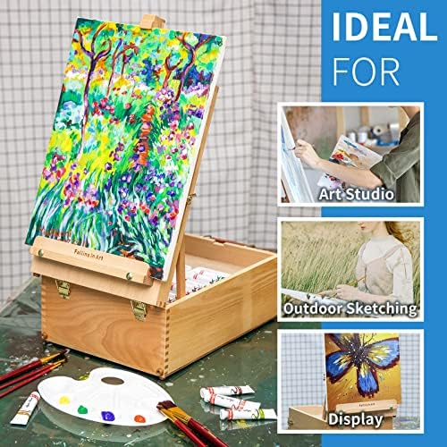falling in art beechwood tabletop easel box showing dimensions