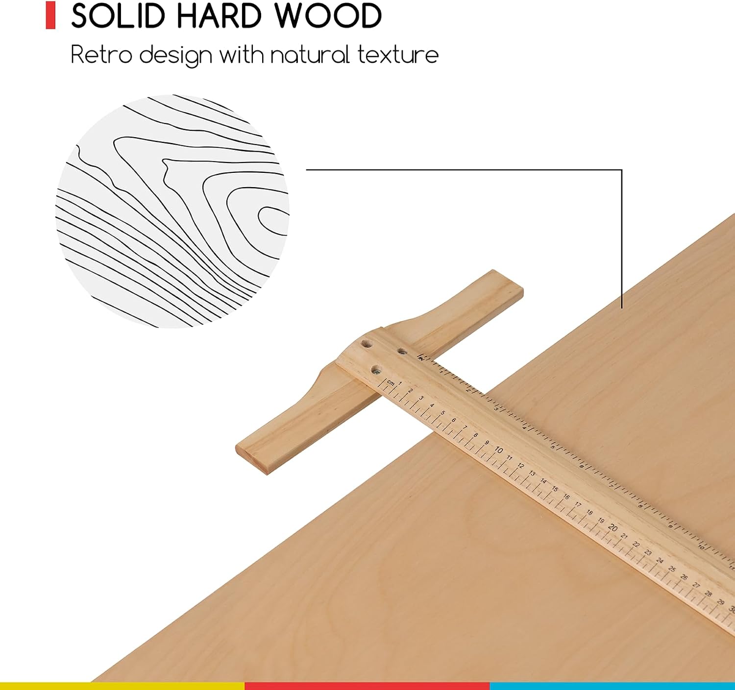 MEEDEN Wood Adjustable Drafting Table: 35.5" x 23.5" Art Drawing Desk | Art Table with Various Height & Tiltable - Rustic Artist Desk with Pencil Ledge and Ruler for Writing Reading Graphic Design