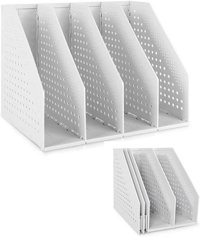 SAYEEC Collapsible Magazine Holder Plastic Desktop 4 Compartment File Desk by SAYEEC
